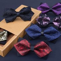 ♕✸❀ Classic Men Bowtie Groom Mens Striped Plaid Cravat Business Ties Fashion Butterfly Wedding Bow Ties for Male Accessories Gifts