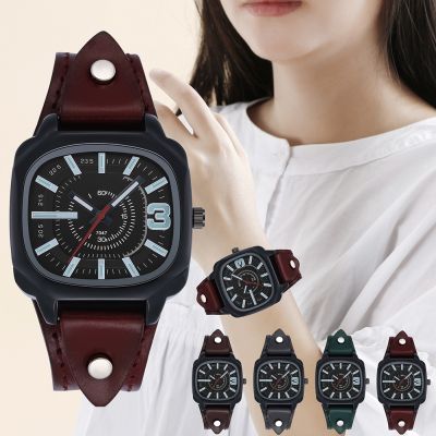【Hot seller】 Cross-border new casual fashion leather watch strap Douyin explosive style square all-match quartz