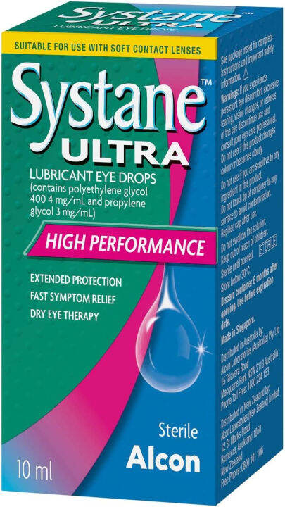 Systane Ultra Lubricant Eye Drops, High Performance 0.33 fl oz (10 mL ...