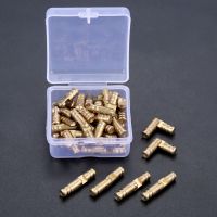 DRELD 40pcs Brass Concealed Barrel Hinges Vintage Fittings for Wood Boxes Cabinet Hidden Invisible Furniture Hinge +Storage Box Door Hardware Locks