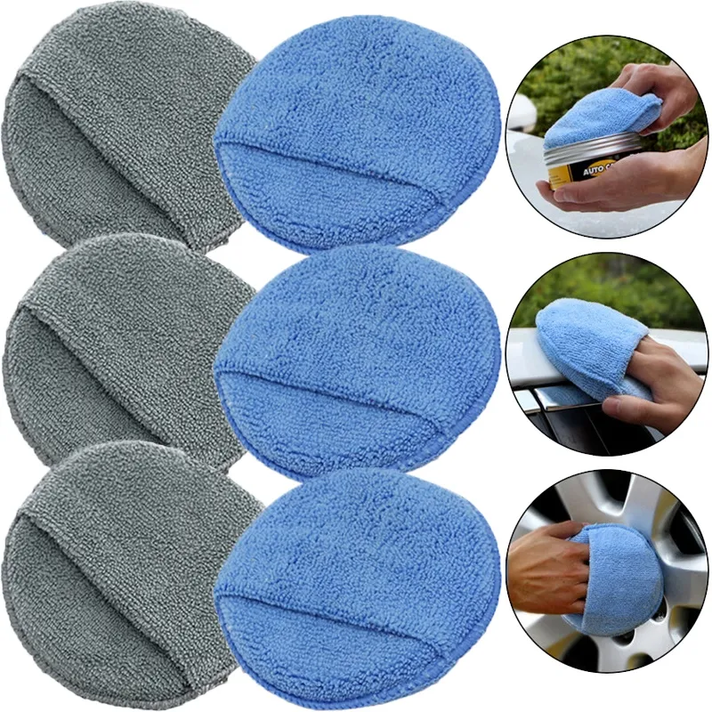 20 PCS Microfiber Wax Applicator Pocket Microfiber Round Sponge Wax Polish  Applicator Cleaning Pads Foam Sponge for Cars Polish