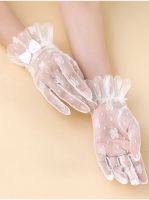 ♦ Elegant White Lace Wedding Gloves for Women Short Finger Tea Party Gloves for Bridal Wedding Wrist Length Prom luvas de noiva