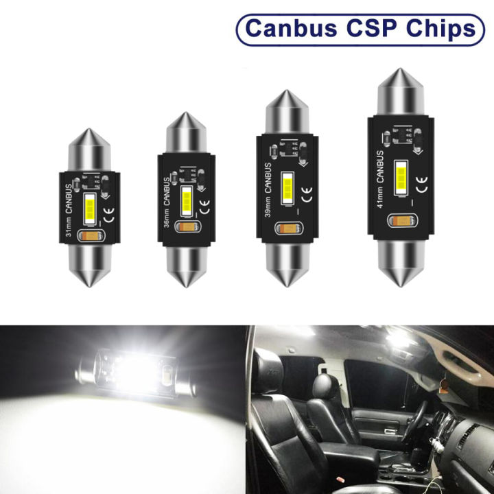 2pcs C5W C10W Festoon 31mm 36mm 39mm 41mm LED Bulbs Canbus Error Free Super  Bright CSP Chips Car Dome License Plate Lamp