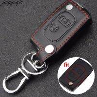 fgjfykjd Jingyuqin Modified Flip Folding Remote Key Shell Cover Leather For PEUGEOT 307 607 207 for Citroen C2 C5 2BTN