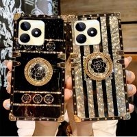 เคสโทรศัพท์มือถือกันกระแทกสำหรับ Realme C53 C 53 NFC C33 C55 4G 5G 2023ออกแบบใหม่ป้องกันเคสโทรศัพท์แหวนดอกไม้แฟชั่นฝาครอบด้านหลังเคสป้องกันการตกที่ยึดสำหรับผู้หญิง