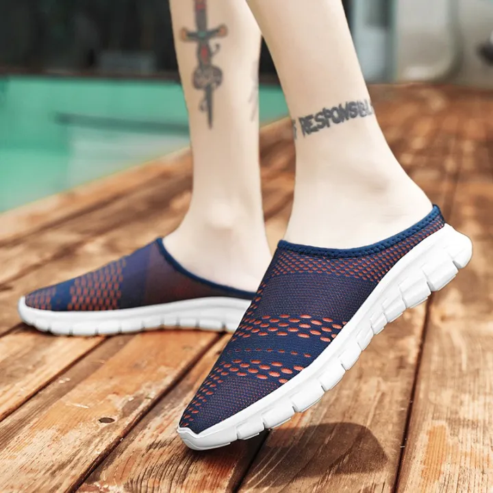 สินค้าแฟชั่นready-stocknew-summer-slippers-men-comfortable-breathable-light-beach-shoes-half-drag-non-slip-casual-s