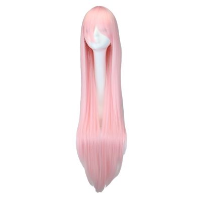 ✽¤✔ QQXCAIW Long Straight Cosplay Light Pink 40 quot; 100 Cm Synthetic Hair Wigs