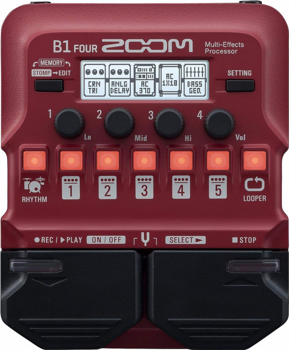 zoom-b1-four-bass-multi-effects-processor-pedal-with-60-built-in-effects-amp-modeling-looper-rhythm-section-tuner-battery-powered-b1-four-processor