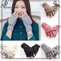 STATTAXI Women Gift Wool Half Finger Mittens Gloves Thicken Knitted Hand Warmer Flip