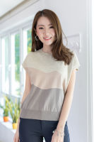 Narinari : NT2386 Sierra Knit Blouse เสื้อไหมพรมแขนล้ำ