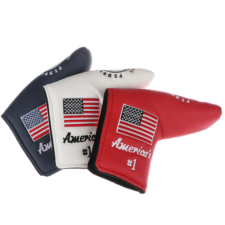 laogeliang-ฝาครอบไม้กอล์ฟ1x-ฝาครอบพัตเตอร์สำหรับ-pebble-beach-putter-us-flag