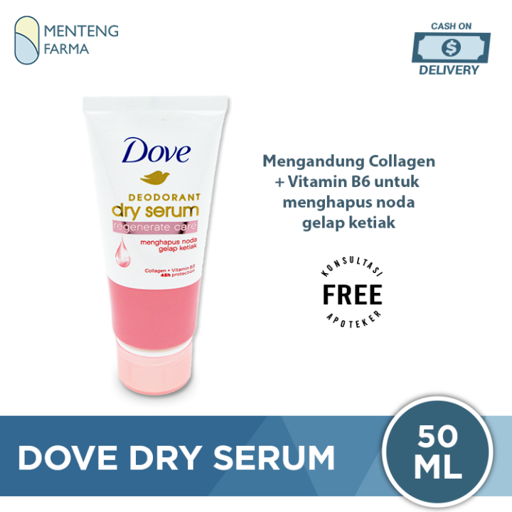 Dove Deodorant Dry Serum Regenerate Care Collagen Vitamin B3 50 Ml Menghapus Noda Gelap