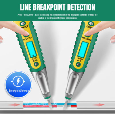 ปากกาทดสอบ AC DC 12-250V เครื่องทดสอบไขควงไฟฟ้าจอแสดงผล LCD เครื่องทดสอบแรงดันไฟฟ้าปากกาทดสอบเครื่องมือช่างไฟฟ้า