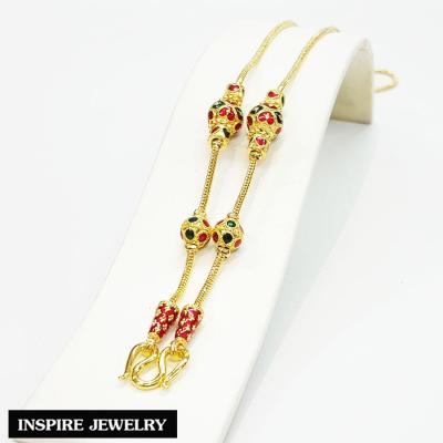 Inspire Jewelry ,สร้อยคอทอง ลงยาคุณภาพ หุ้มทองแท้ 100%  24K ลายกระดูกงูสวยหรู ขนาด 24 นิ้ว น้ำหนัก 1 บาท พร้อมถุงกำมะหยี่