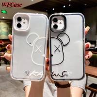 เคส WFCase สำหรับ iPhone 15 14 13 12 11 Pro Plus Mini 6 7 X XS XR XS Max Minimalist Bear 3 In 1เคสโทรศัพท์เคสป้องกันกล้องแบบเต็มรูปแบบ