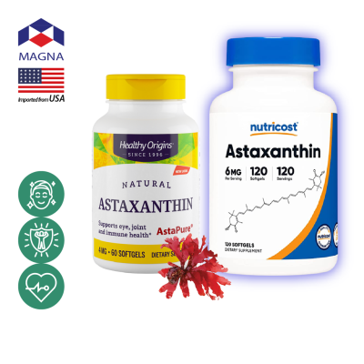 เฮลท์ตี้ ออริจินส์ / นูทรีคอสท์ แอสต้าแซนทีน, Healthy Origins / Nutricost Astaxanthin /กินร่วมกับ แอสต้าแซนธิน ไบโอติน บิลเบอร์รี่ คอลลาเจน น้ำมันปลา โอเมก้า 3 กระเทียมสกัด กลูต้า ลูทีน พิคโนจินอล ขมิ้นชัน วิตามินซี Asta Oil Astareal Astax