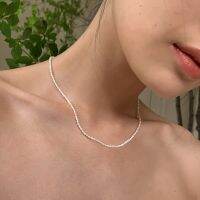 สร้อยโชคเกอร์สร้อยมุขสีขาวเรโทร5มม. Kalung Baja Tahan Karat เครื่องประดับลูกปัดสำหรับผู้หญิงธรรมชาติสไตล์บาร็อคของขวัญสำหรับผู้หญิง