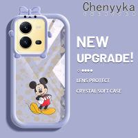 เคส Chenyyka สำหรับ Vivo V25 5G V25E X80 Lite 5G V27 V27E V27 Pro 5G S16 Pro 5G Pro S16e เคสมิกกี้น่ารักลายการ์ตูนเมาส์ลวดลายสีสันสดใสเคสนิ่มทำจากซิลิโคนเนื้อนิ่มเคสกันกระแทกโปร่งใสเคสโทรศัพท์กันตก