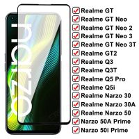 กระจกป้องกัน9D สำหรับ Realme GT Neo 2 3T Q3 Q5 Pro Q3T ป้องกันกระจกกันรอย Q5i ฟิล์ม50A นายก Narzo 30 50 30A 50i