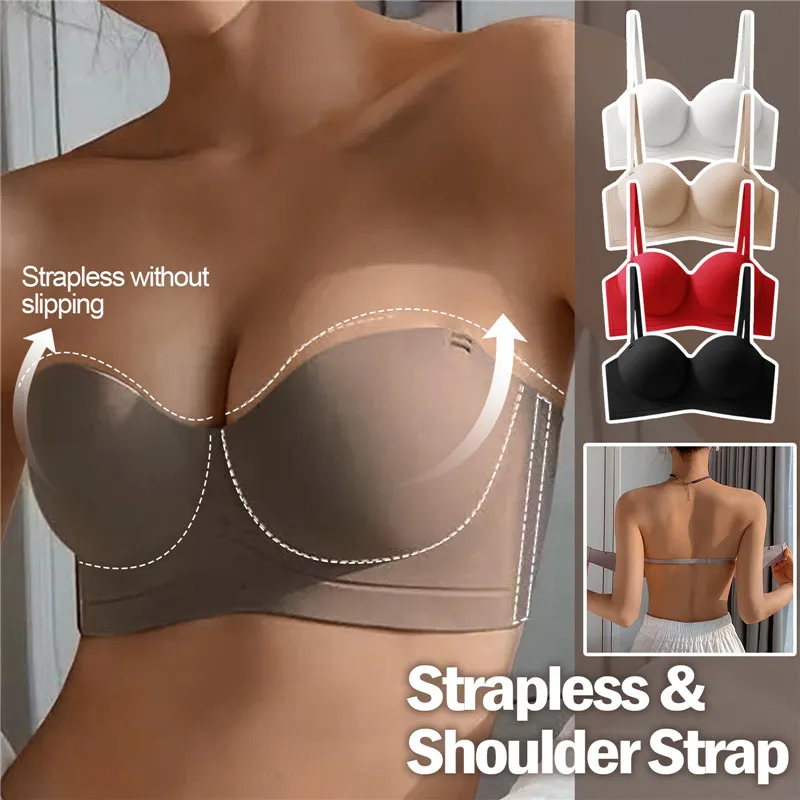 Small Breasts Strapless Bra For Women With Non Slip Steel