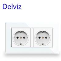 คุณภาพสูง Delviz เต้าเสียบคู่พร้อมหน้าจอโทรศัพท์คริสตัลเทมเปอร์ USB 5V 2A พอร์ตชาร์จ USB AC 110V-250V 16A มาตรฐานอียูเบ้าติดผนัง Fi532 Lcz39