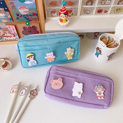[COD] Ins pencil bag female Korean version of the new large-capacity primary school students cute junior high multi-functional