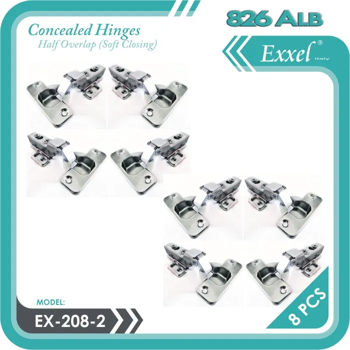 Concealed Hinges Soft Closing Half Over Lap EX2082 8pcs Lazada PH