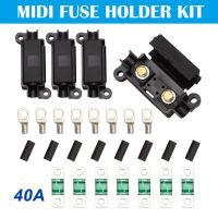 4Pcs Black Heavy Duty ANS Fuse Holder and 7Pcs 40A Midi Fuse Kits Small Fork Bolt Fuse Air Conditioner Fuse Box Car Accessories Fuses Accessories