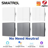 ✹┅◇ Tuya Zigbee EU UK Smart Light Switch Button Switch No Neutral Wire No Capacitor Needed Smart Life APP Support Alexa Google Home