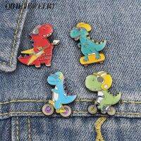 2023 NEW Dinosaur Enamel Pin Bass Bicycle Skateboard Badges Brooches for Kids Children Bag Hat Backpack Accessories Animal Jewelry