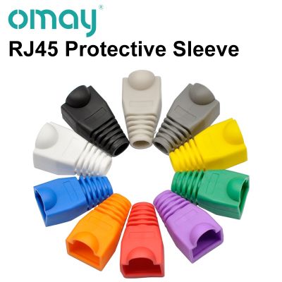 RJ45 CAT6 CAT5e Connector Protective Cover Adapter Cap Ethernet Network Cable Plugs RJ 45 Cat 5 Sleeve Multicolour OMAY