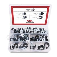 ▼ 47Pcs Zinc Plated Steel Rubber Cushion Pipe Clamps Insulated Clamp Assortment Kit 1/4 5/8 inch (6mm - 16mm) Cable Clamp Pipe C