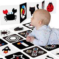 Montessori Baby Visual Stimulation Card Black White High Contrast Flash Cards for Kids Educational Sensory Book Baby Flashcard