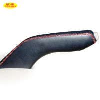 PONSNY Car Handbrake Covers Case for KIA RIO Genuine Leather Handbrake Lever Grips Cover