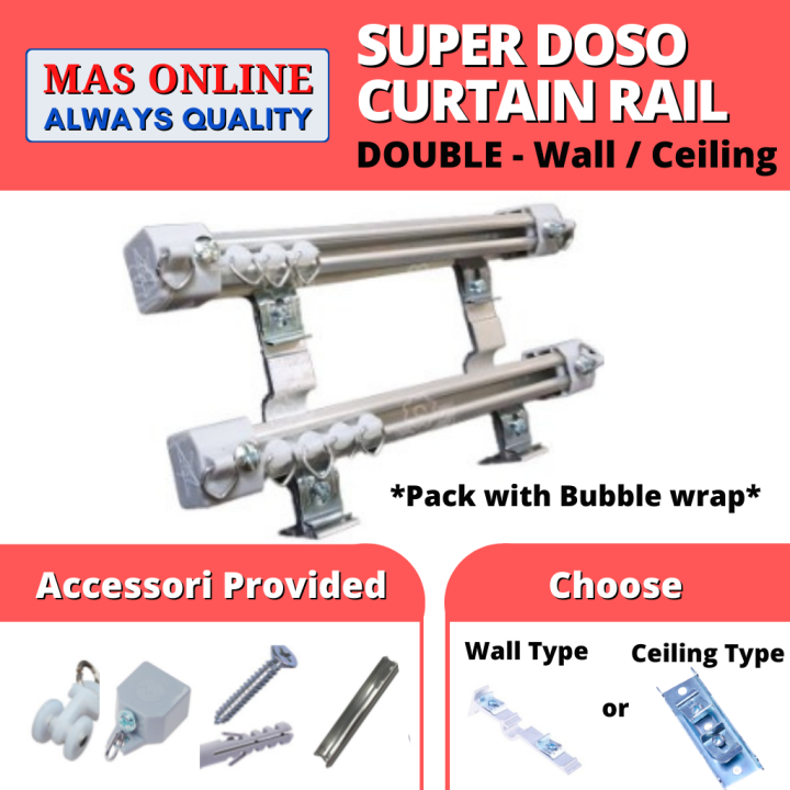 SUPER DOSO Double Set Besi Langsir Rod / Curtain Rail DIY Home