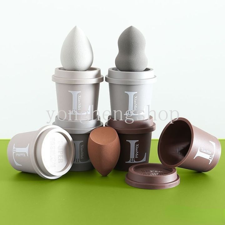 1pcs-creative-coffee-cup-beauty-egg-blender-foundation-powder-sponge-pad-dry-wet-dual-use-soft-puff-women-makeup-accessories
