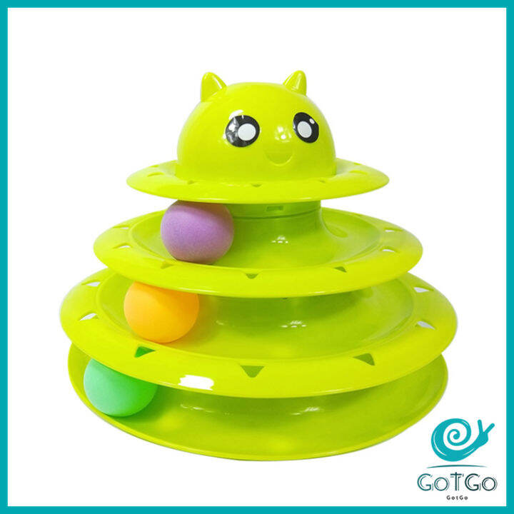 gotgo-รางบอล-ตาโต-ของเล่นแมวทรงโดม-รางบอล-4-ชั้น-cat-play-plate-มีสินค้าพร้อมส่ง