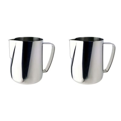 2X Milk Jug 350Ml Stainless Steel Frothing Pitcher Pull Flower Cup Coffee Milk Frother Latte Art Milk Foam Tool