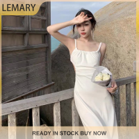 Lemary เดรสคลุมเข่าเปิดหลังเซ็กซี่สำหรับผู้หญิง,เดรสมิดิเปิดสปาเก็ตตี้เปิดหลังเซ็กซี่สำหรับใส่ไปงานปาร์ตี้ฤดูร้อนของฝรั่งเศส