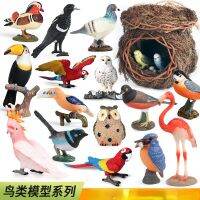 Simulated Bird Flying Animal Model Toy Bird Parrot Eagle Ostrich Peacock Flamingo Pigeon Kingfisher Tabletop Decoration Ornament