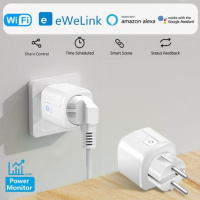 EWelink WiFi สมาร์ทซ็อกเก็ต 20A EU สมาร์ทปลั๊กและปลั๊กอะแดปเตอร์พร้อมการตรวจสอบพลังงานเวลา Alexa Google Home Yandex Alice Control-Xiaan Store