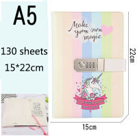 Cute Unicorn Password Book Diary With Lock Notebook Girl Heart Journal Multi-function Thickened Notepad School Stationery 2022