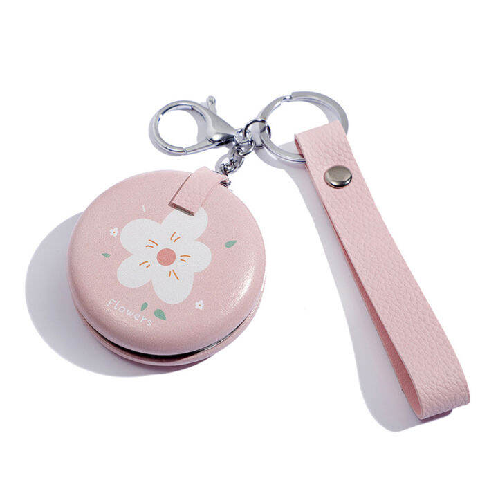 cosmetic-mirror-pu-leather-mirror-handheld-makeup-mirror-cute-folding-mirror-small-round-mirror-keychain-mirror