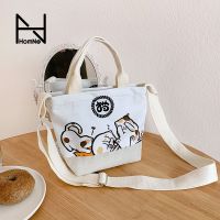 Co-branded Cat Scratch Barbecue Japanese Handbag Cute Cartoon Canvas Bag Messenger Cosmetic Bag hh 【BYUE】