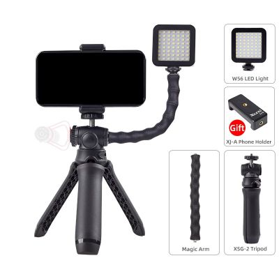 XSG2 Vlog lite Mini Tripod with 360° Ball Head &amp; Cold Shoe Selfie Stick Tabletop Tripod for Camera iPhone Android Phone DSLR