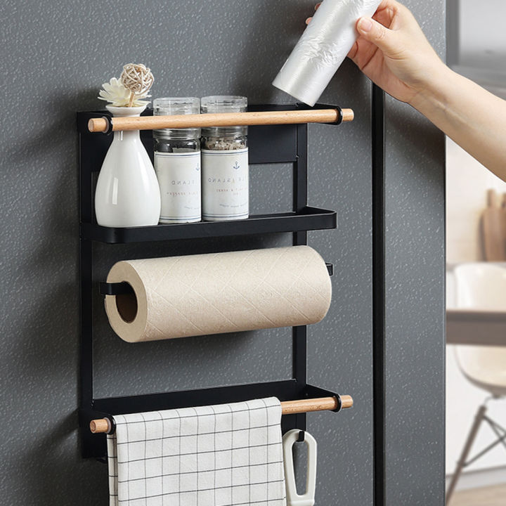 magnet-kitchen-organizer-fridge-shelf-magnetic-holder-paper-towel-holder-metal-shelf-spice-storage-rack-kitchen-accessories