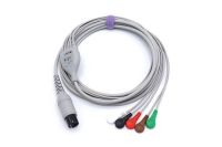 สายวัดคลื่นไฟฟ้าหัวใจ 5ลีด แบบกระดุม AHA คอนเนกเตอร์ 6pin ECG cable 5 leads Snap AHA