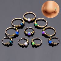 1PCS Boho Bead Fake Nose Ring Septum Hoop Earring Tragus Opal Nose Hoop Fake Piercing Cartilage Earring Helix Jewelry Daith Hoop Body jewellery