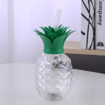 Fabulous Pineapple Sipper Glasses w/Lids & Reusable Straws