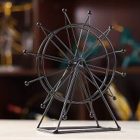 Small Rotating Ferris Wheel Metal Miniatures for Interior Metal Decorations Home Decoration Crafts Ornaments